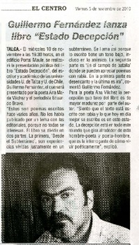 Guillermo Fernández lanza libro "Estado decepciòn"  [artículo]