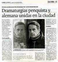 Dramaturgias penquista y alemana unidas en la ciudad  [artículo] Ricardo Càrcamo Ulloa.