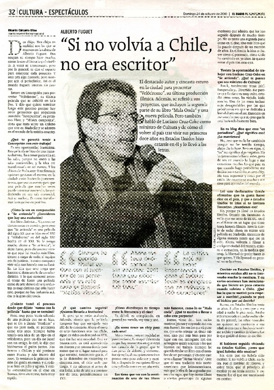 "Si no volvìa a Chile, no era escritor" (entrevista)  [artículo] Ricardo Càrcamo Ulloa.