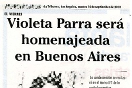 Violeta Parra serà homenajeada en Buenos Aires  [artículo]