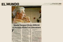 Mario Vargas Llosa obtiene el Premio Nobel de Literatura  [artículo].