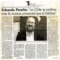 Eduardo Peralta: "en Chile se prefiere más la música comercial que el folclore"  [artículo]Banyeliz Muñoz A.