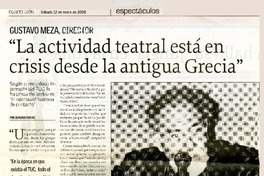"La actividad teatral está en crisis desde la antigua Grecia"  [artículo]Claudia Farías.