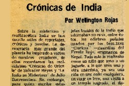 Francisco Coloane; "Crónicas de India"  [artículo] Wellington Rojas Valdebenito.