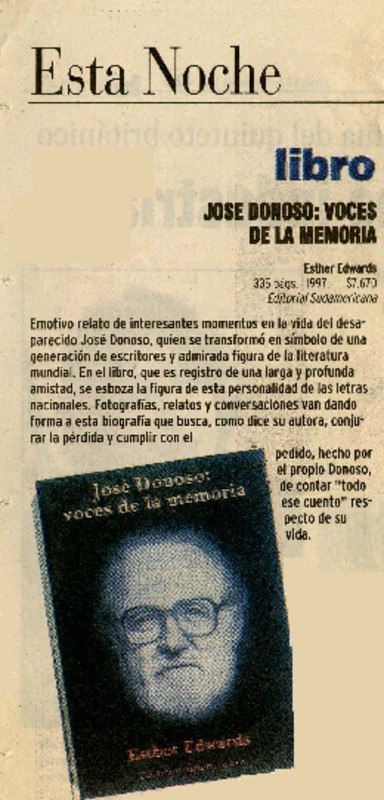 José Donoso, voces de la memoria  [artículo].
