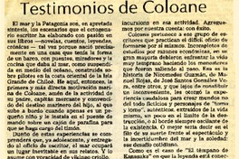 Testimonios de Coloane  [artículo] Hugo Rolando Cortés.