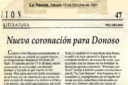 Nueva coronación para Donoso  [artículo] Poli Délano.