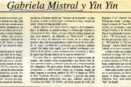 Gabriela Mistral y Yin Yin  [artículo] Alberto Carrizo