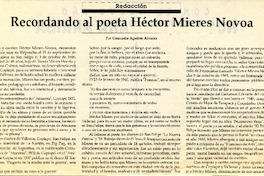 Recordando al poeta Héctor Mieres Novoa  [artículo] Consuelo Aguirre Álvarez