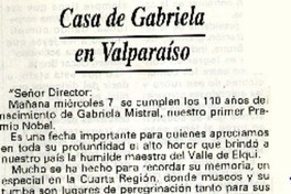 Casa de Gabriela en Valparaíso  [artículo] Gilda Péndola Gianollo
