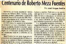 Centenario de Roberto Meza Fuentes  [artículo] José Vargas Badilla