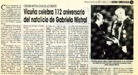 Vicuña celebra 112 aniversario del natalicio de Gabriela Mistral  [artículo]