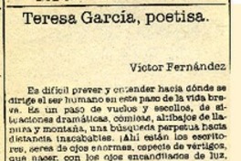 Teresa García, poetisa  [artículo] Víctor Fernández.