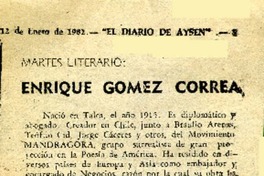 Enrique Gómez Correa.  [artículo] Martín Pescador.