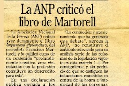 La ANP criticó el libro de Martorell.  [artículo]