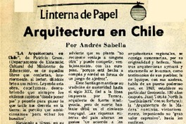 Arquitectura en Chile  [artículo] Andrés Sabella.