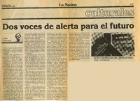 Dos voces de alerta para el futuro  [artículo] Jorge Tapia Vidal.