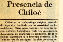 Presencia de Chiloé  [artículo] Personne.