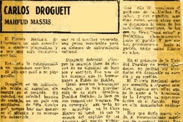 Carlos Droguett  [artículo] Mahfud Massis.