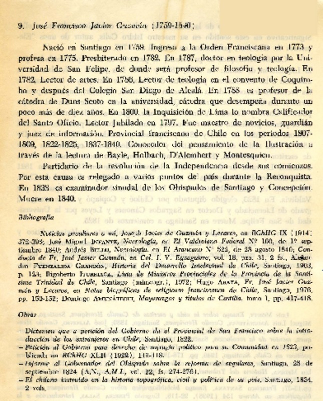 José Francisco Javier Guzmán (1759-1840)  [artículo] Maximiliano A. Salinas Campos.