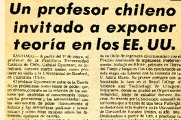 Un profesor chileno invitado a exponer teoría en los EE.UU.  [artículo]