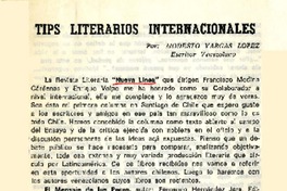 Tips literarios internacionales  [artículo] Modesto Vargas López.