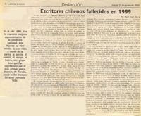 Escritores chilenos fallecidos en 1999  [artículo] Miguel Angel Díaz A.