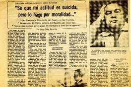 Sé que mi actitud es suicida, pero lo hago por moralidad..." : [entrevista] [artículo] Jorge Silva Astudillo.