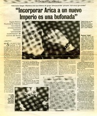 Incorporar Arica a un nuevo imperio es una bufonada": [entrevista] [artículo] Carlos Monge.