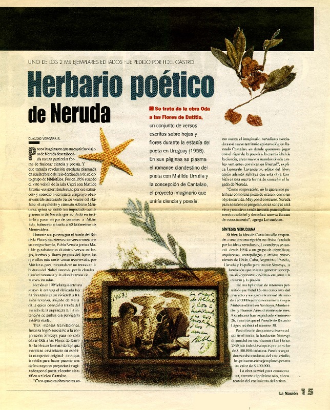 Herbario poético de Neruda  [artículo] Claudio Vergara S.