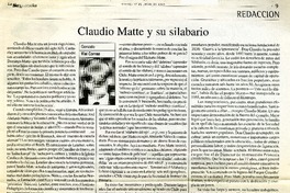 Claudio Matte y su silabario  [artículo] Gonzalo Vial Correa.
