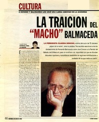 La traición del "macho" Balmaceda  [artículo] Claudia Donoso.