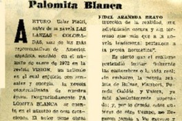 Palomita blanca  [artículo] Fidel Araneda Bravo.