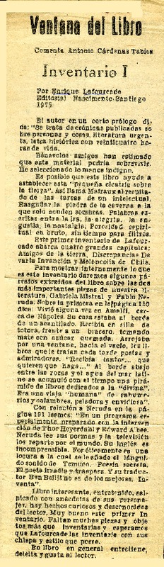 Inventario I  [artículo] Antonio Cárdenas Tabies.