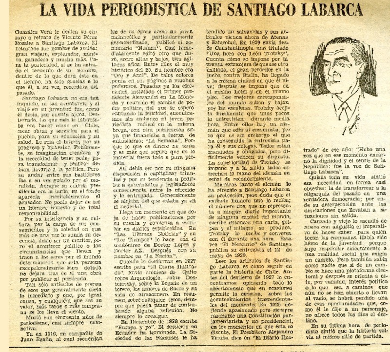 La vida periodística de Santiago Labarca.  [artículo]