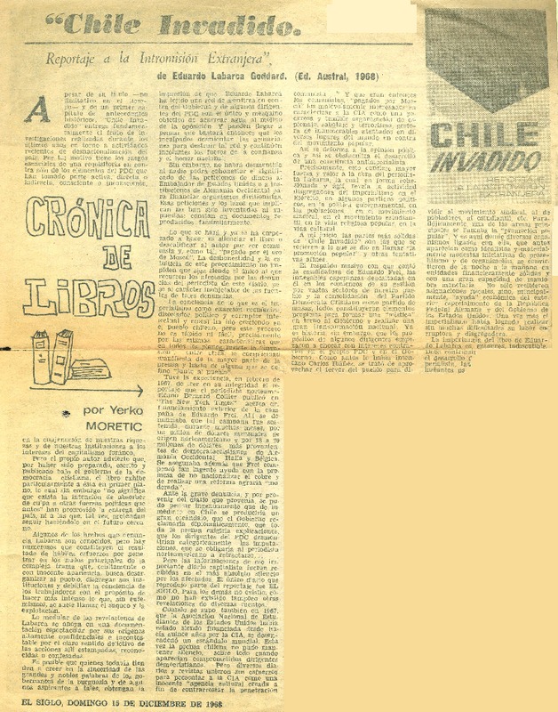 Chile invadido  [artículo] Yerko Moretic.