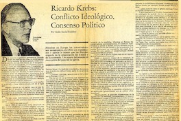 Ricardo Krebs, conflicto ideológico consenso político: [entrevista] [artículo] Cecilia García-Huidobro.