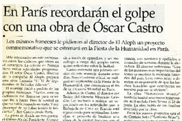En París recordarán el golpe con una obra de Oscar Castro.  [artículo]