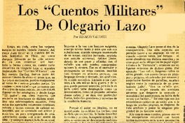 Los "Cuentos militares" de Olegario Lazo  [artículo] Ignacio Valente.