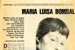 María Luisa Bombal  [artículo] Gregorio Goldenberg.