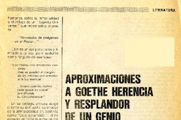 Aproximaciones a Goethe herencia y resplandor de un genio [artículo] : Manuel Espinoza Orellana.