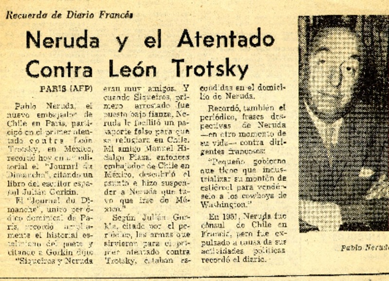 Neruda y el atentado contra León Trotsky.  [artículo]