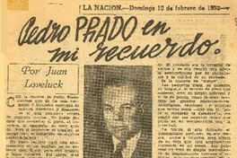 Pedro Prado en mi recuerdo  [artículo] Juan Loveluck.