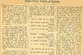 Pedro Prado vuelve al camino  [artículo] Edmundo Concha.