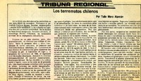 Los terremotos chilenos  [artículo] Tulio Mora Alarcón.
