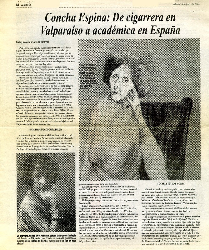 Concha Espina: de cigarrera en Valparaíso a académica en España  [artículo] Sara Vial.