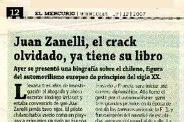 Juan Zanelli, el crack olvidado, ya tiene su libro  [artículo].