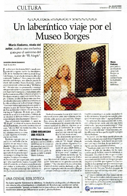 Un laberíntico viaje por el Museo Borges  [artículo] Maureen Lennon Zaninovic.