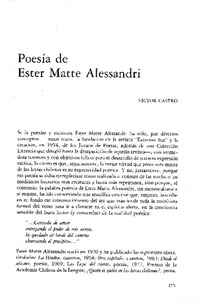 Poesía de Ester Matte Alessandri  [artículo] Víctor Castro.