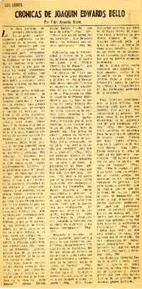 Crónicas de Joaquín Edwards Bello  [artículo] Fidel Araneda Bravo.